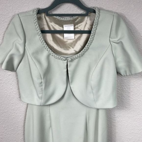 Watters and Watters Mother of the Bride Midi Dress Gown Bolero Pastel Green Sz 4 - Picture 2 of 13